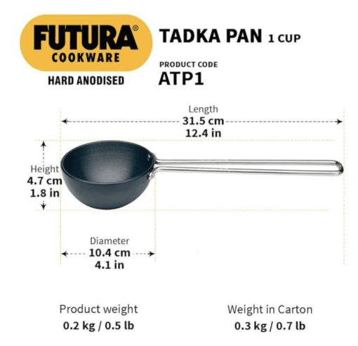 Hawkins Futura 1 Cup Tadka Pan, Hard Anodised Spice Heating Pan, 240 ml Pan, Black (ATP1) - Image 4